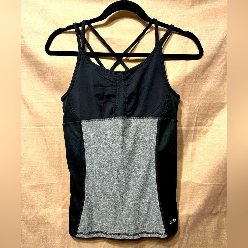 Champion Black/grey spaghetti strap workout top with shelf bra size M